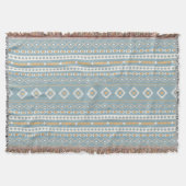 Aztec Cream Orange Blue Mixed Motif H Muster Decke (Vorderseite)