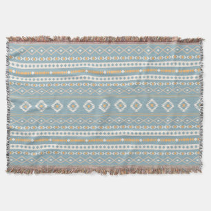 Aztec Cream Orange Blue Mixed Motif H Muster Decke