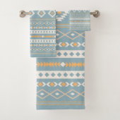 Aztec Cream Orange Blue Mixed Motif Muster Badhandtuch Set (Insitu)