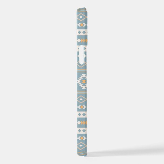 Aztec Cream Orange Blue Mixed Motif Muster iPhone Hülle (Rechte Seite)