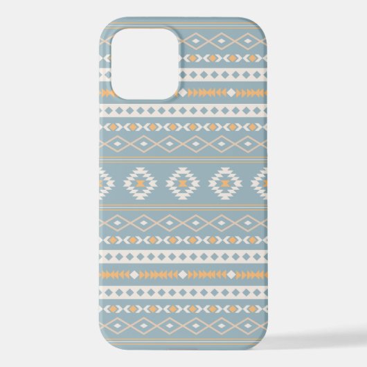 Aztec Cream Orange Blue Mixed Motif Muster iPhone Hülle (Rückseite)