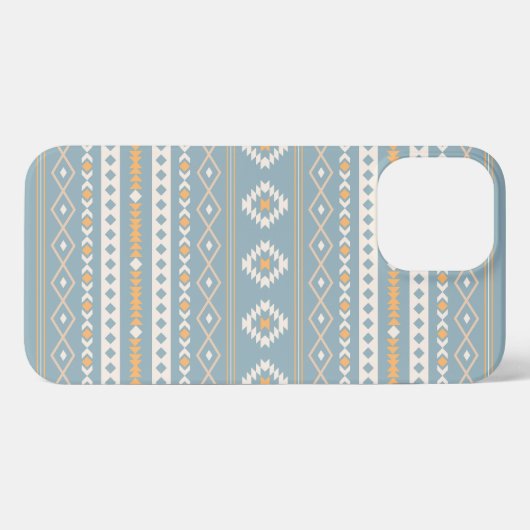 Aztec Cream Orange Blue Mixed Motif Muster iPhone Hülle (Rückseite (Horizontal))