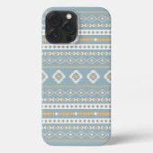Aztec Cream Orange Blue Mixed Motif Muster iPhone Hülle (Rückseite)
