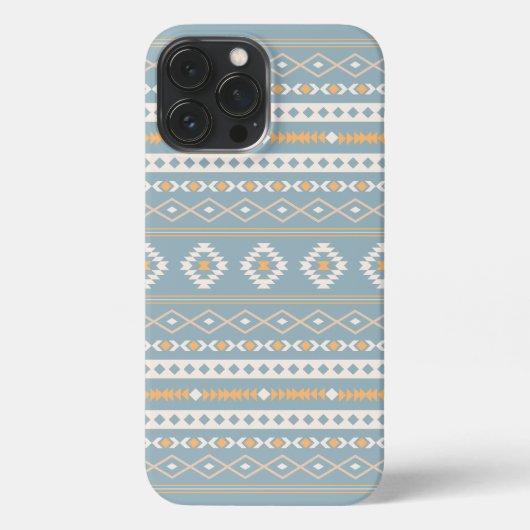 Aztec Cream Orange Blue Mixed Motif Muster iPhone Hülle (Rückseite)