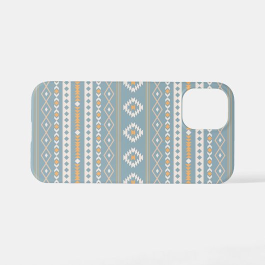 Aztec Cream Orange Blue Mixed Motif Muster iPhone Hülle (Rückseite (Horizontal))