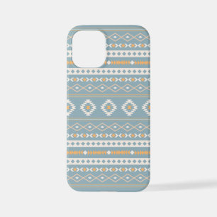 Aztec Cream Orange Blue Mixed Motif Muster iPhone 12 Mini Hülle
