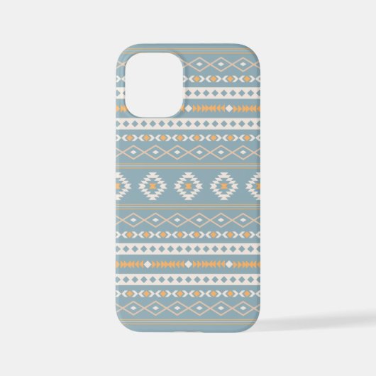 Aztec Cream Orange Blue Mixed Motif Muster iPhone Hülle (Rückseite)