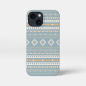 Aztec Cream Orange Blue Mixed Motif Muster iPhone Hülle (Rückseite)