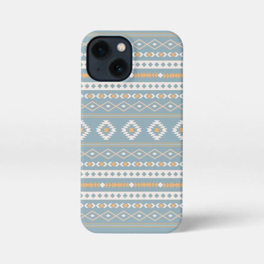 Aztec Cream Orange Blue Mixed Motif Muster iPhone Hülle (Rückseite)