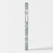 Aztec Cream Orange Blue Mixed Motif Muster iPhone Hülle (Linke Seite)