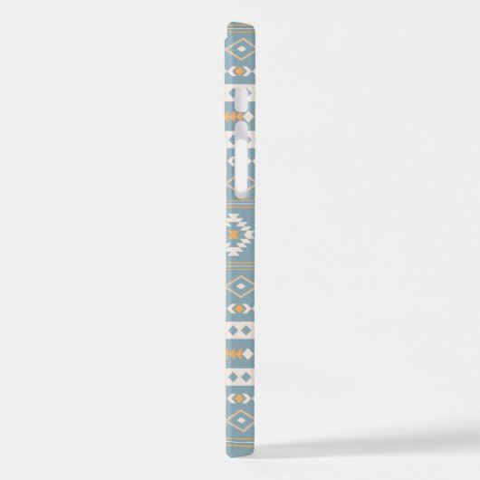 Aztec Cream Orange Blue Mixed Motif Muster iPhone Hülle (Linke Seite)