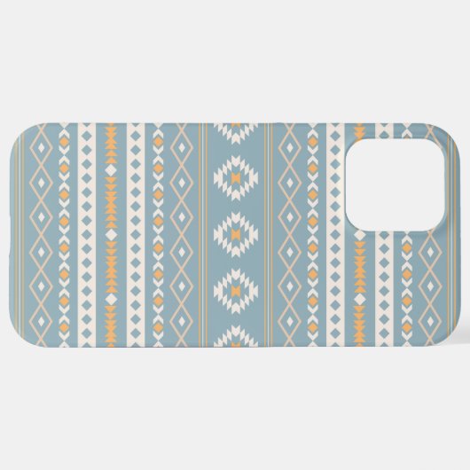 Aztec Cream Orange Blue Mixed Motif Muster iPhone Hülle (Hinten horizontal)