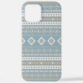 Aztec Cream Orange Blue Mixed Motif Muster iPhone Hülle (Rückseite)