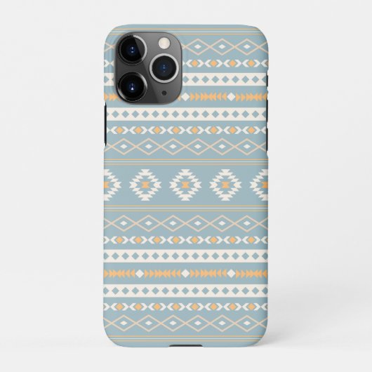 Aztec Cream Orange Blue Mixed Motif Muster iPhone Hülle (Rückseite)