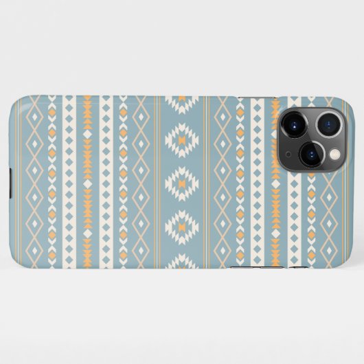 Aztec Cream Orange Blue Mixed Motif Muster iPhone Hülle (Rückseite (Horizontal))