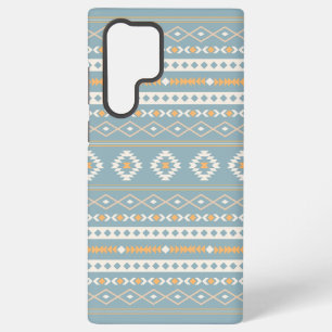 Aztec Cream Orange Blue Mixed Motif Muster Samsung Galaxy Hülle