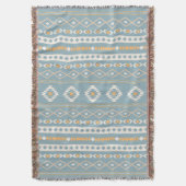 Aztec Cream Orange Blue Mixed Motif V Muster Decke (Vorderseite Vertikal)