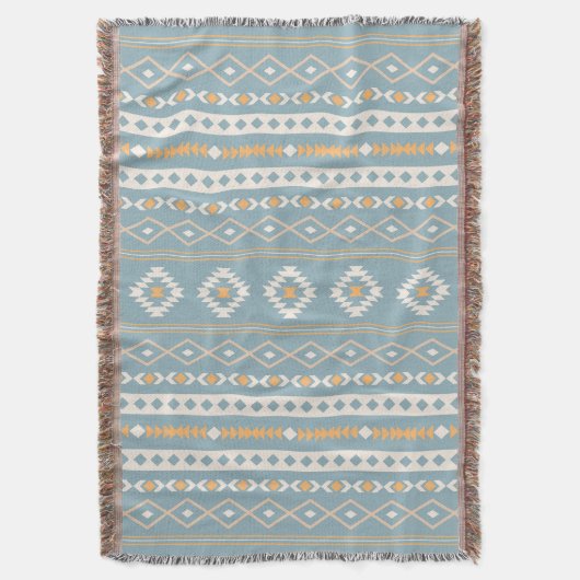 Aztec Cream Orange Blue Mixed Motif V Muster Decke (Vorderseite Vertikal)