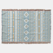 Aztec Cream Orange Blue Mixed Motif V Muster Decke (Vorderseite)