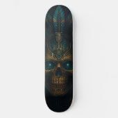Aztec Cyber Skull Futuristic Tribal Skateboard (Vorderseite)