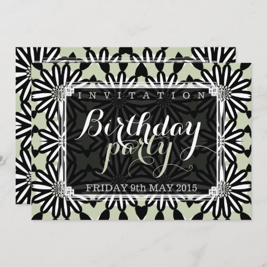 Aztec Daisies Modern Fun Birthday Party Einladung (Vorne/Hinten)