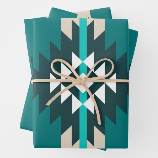 Aztec design in turquoise color geschenkpapier set (Beispiel)