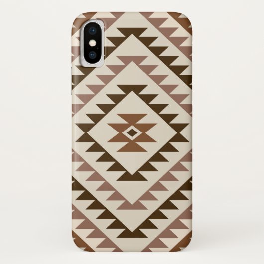 Aztec-Diamant-Muster-Design Braun+Creme Case-Mate iPhone Hülle (Rückseite)