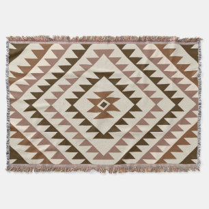 Aztec-Diamant-Muster-Design Braun+Creme Decke