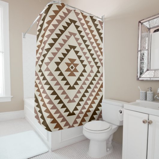 Aztec-Diamant-Muster-Design Braun+Creme Duschvorhang (Beispiel)