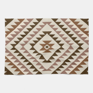 Aztec-Diamant-Muster-Design Braun+Creme Geschirrtuch