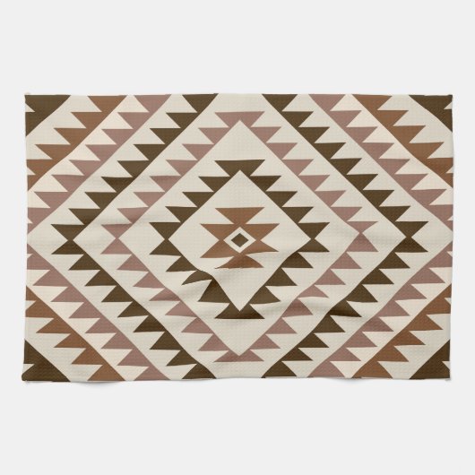 Aztec-Diamant-Muster-Design Braun+Creme Geschirrtuch (Horizontal)