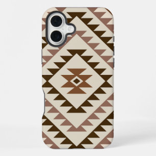 Aztec-Diamant-Muster-Design Braun+Creme iPhone 16 Plus Hülle