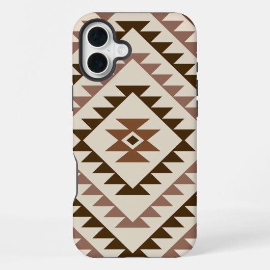Aztec-Diamant-Muster-Design Braun+Creme iPhone Hülle (Rückseite)