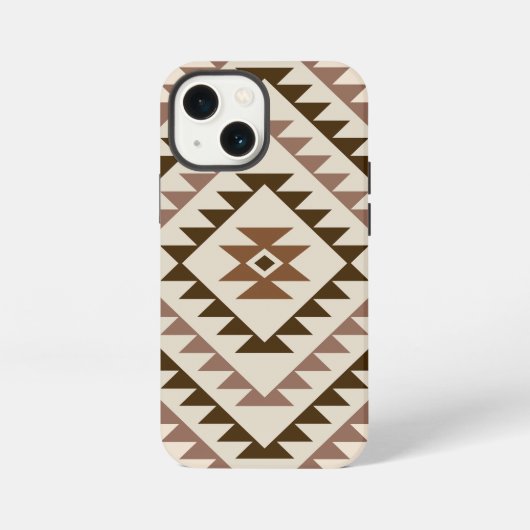Aztec-Diamant-Muster-Design Braun+Creme iPhone Hülle (Rückseite)
