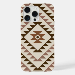 Aztec-Diamant-Muster-Design Braun+Creme iPhone 15 Pro Max Hülle