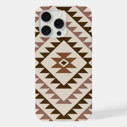 Aztec-Diamant-Muster-Design Braun+Creme iPhone Hülle (Rückseite)