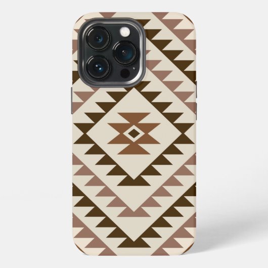 Aztec-Diamant-Muster-Design Braun+Creme iPhone Hülle (Hinten)
