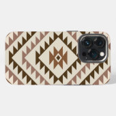 Aztec-Diamant-Muster-Design Braun+Creme iPhone Hülle (Rückseite (Horizontal))