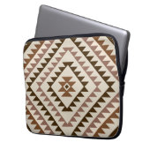 Aztec-Diamant-Muster-Design Braun+Creme Laptopschutzhülle (Vorderseite Links)