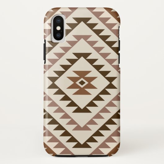 Aztec-Diamantmotiv-Design Braun+Creme Case-Mate iPhone Hülle (Rückseite)