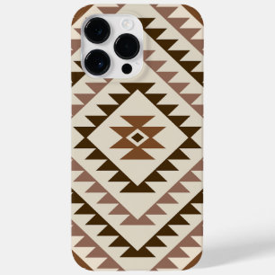 Aztec-Diamantmotiv-Design Braun+Creme Case-Mate iPhone 14 Pro Max Hülle