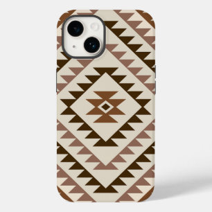Aztec-Diamantmotiv-Design Braun+Creme Case-Mate iPhone 14 Hülle