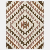 Aztec-Diamantmotiv-Design Braun+Creme Fleecedecke (Vorderseite)