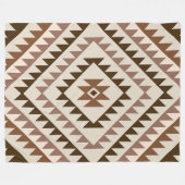 Aztec-Diamantmotiv-Design Braun+Creme Fleecedecke (Vorderseite (Horizontal))