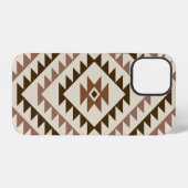 Aztec-Diamantmotiv-Design Braun+Creme iPhone Hülle (Rückseite (Horizontal))