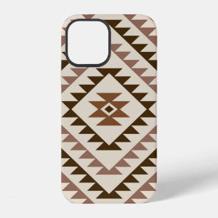 Aztec-Diamantmotiv-Design Braun+Creme iPhone 12 Hülle