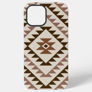 Aztec-Diamantmotiv-Design Braun+Creme iPhone 12 Pro Max Hülle