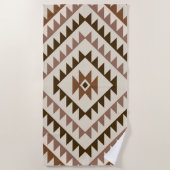 Aztec-Diamantmotiv-Design Braun+Creme Strandtuch (Vorderseite)