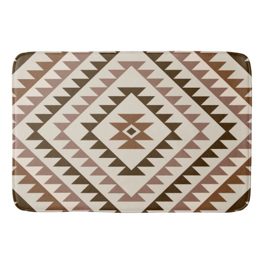 Aztec-Diamantmuster-Design Braun+Creme Badematte (Vorderseite)
