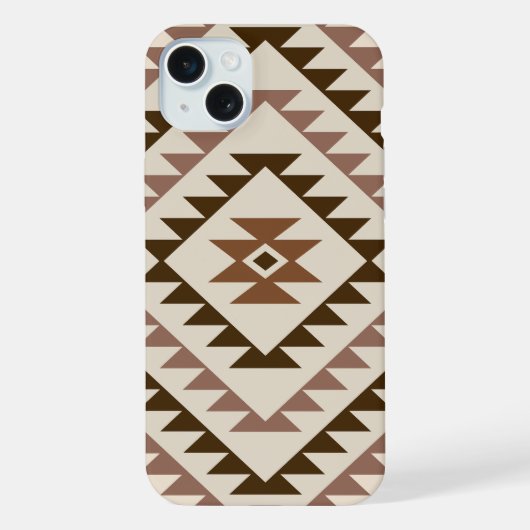 Aztec-Diamantmuster-Design Braun+Creme iPhone Hülle (Rückseite)